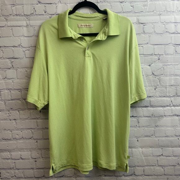 Tommy Bahama Green Tonal Striped Short Sleeve Polo Men's Size XL Workwear Golf - Picture 1 of 4